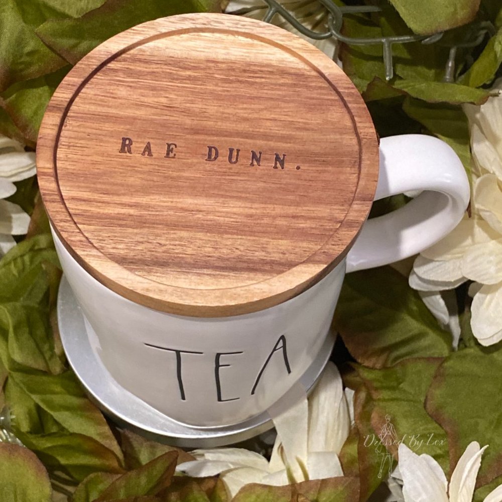 Rae Dunn COFFEE Mug w/ wood Coaster/Lid - Picture 6 of 7